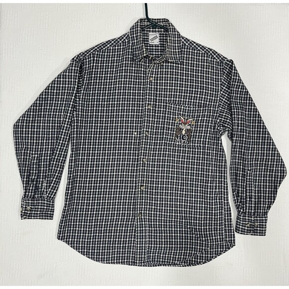Vintage Looney Tunes Flannel Shirt Size S WB Studio Store Embroidered Button-Up - Picture 1 of 6